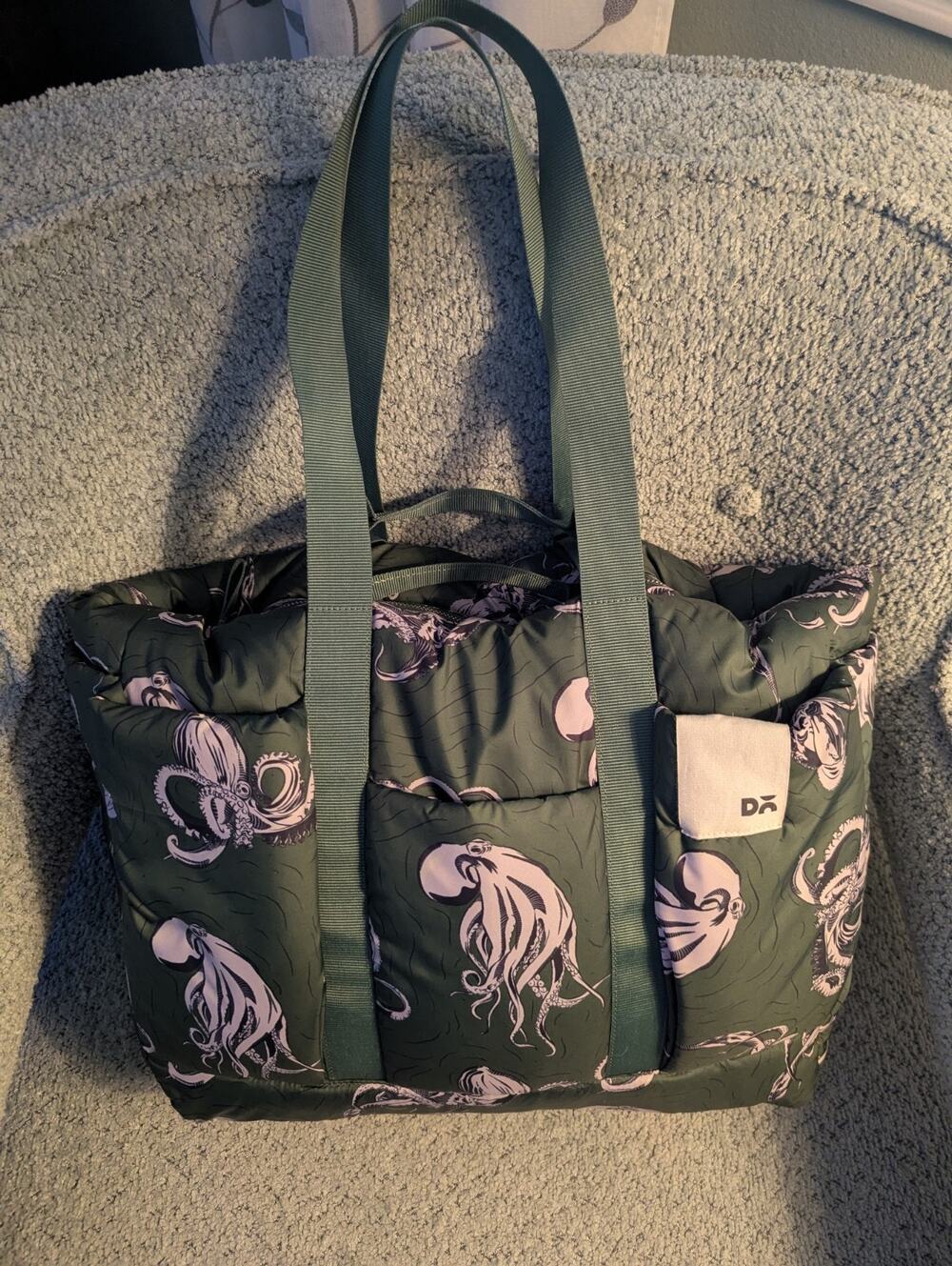 Daily Object Squid Puffer Tote, 8 Outside Pockets Short Handles Shoulder Straps
